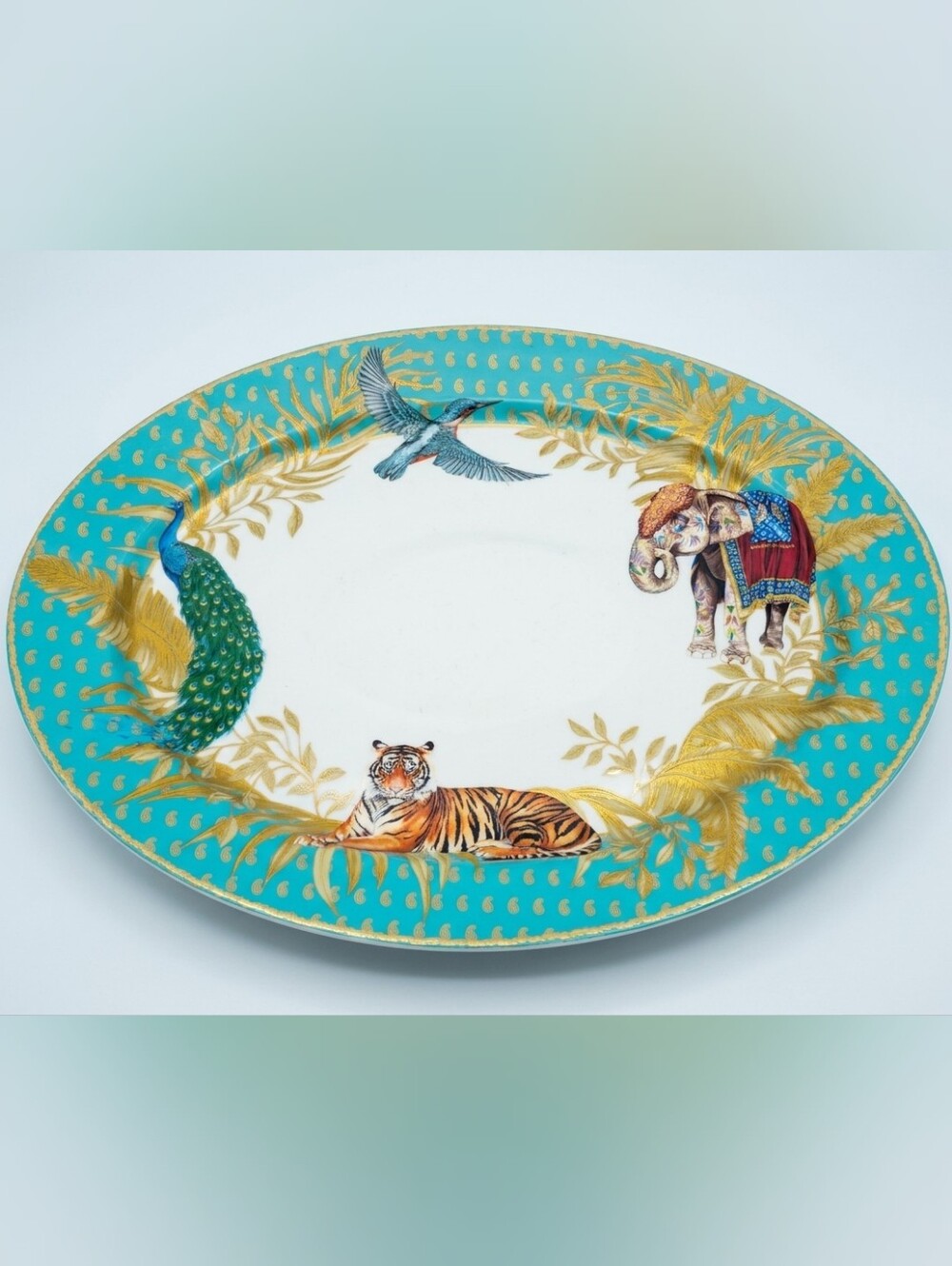 Williams Sonoma RAJ Thai Tiger Elephant Peacock Serving Platter 15"